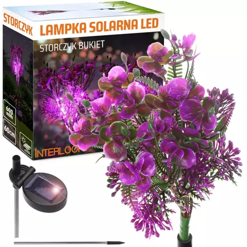 FLD-16-LILA, Solar Gartenlampe LED Orchideenstrauß, 60 cm, 600 mAh