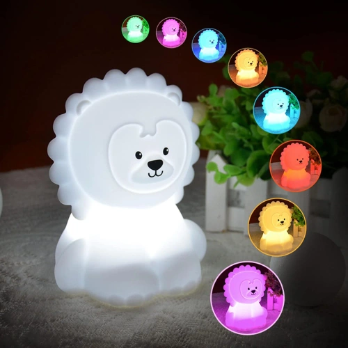 LED-natlampe til børn med Bluetooth-højttaler Løve | Silikone Touch USB-natlampe til børn | JS-L8L-330