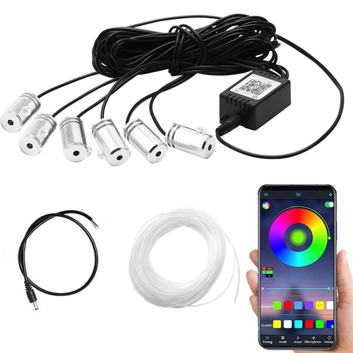 12V Auto LED Innenbeleuchtung, 8M LED 5050 RGB Ambientebeleuchtung Atmosphäre Neon Lichtleiste Light, wasserdichte LED Licht Strip Streifen mit APP | 4 in 1 6 in 1