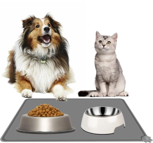 MLG-5538 | XL | Vandtæt måtte placeret under kæledyrsskålen | stor silikonepude til hunde og katte
