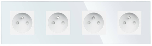SC80-4 | Quadruple frame for 230V socket | Tempered glass | White