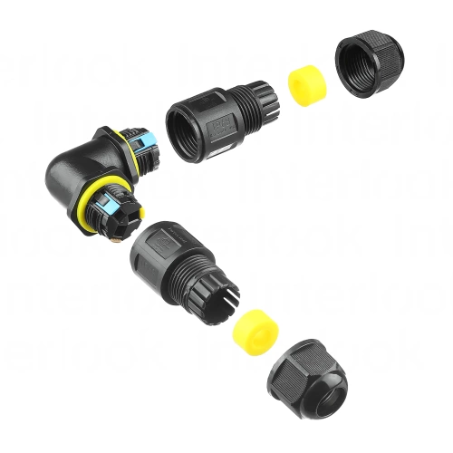 Conector de cablu etanș IP68 | mufă de cablu auto-strângătoare L 3 pini 450 V 24 A pentru cabluri 4–11 mm | M684-L