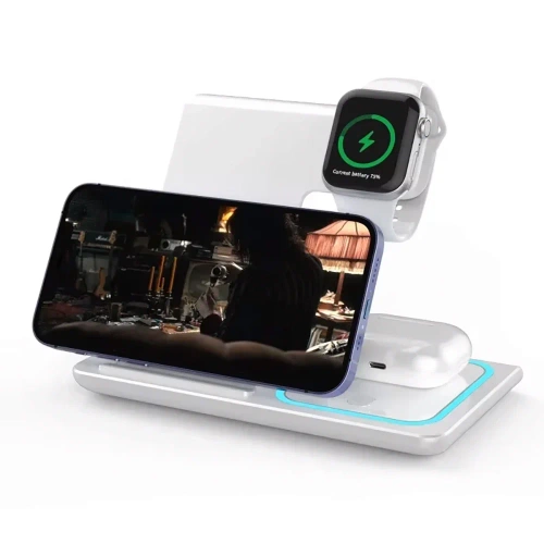 MD-DK15-15W-W | Opvouwbare draadloze oplader | iPhone-dock. Apple Watch en AirPods