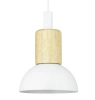 Suspension avec abat-jour blanc et bois | style scandinave minimaliste, douille E27 | YG-XD002A-W