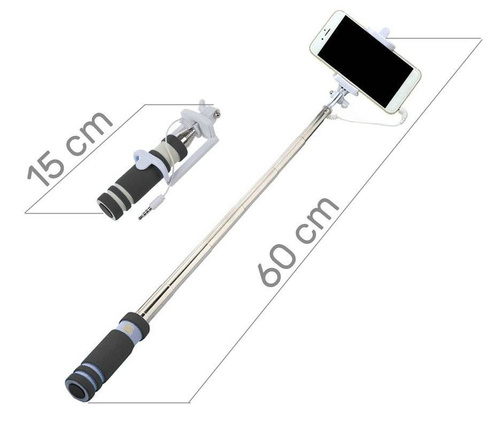 Z-08 | Telescopische selfiestick voor een telefoon met een Jack-kabel voor het op afstand ontspannen van de ontspanknop
