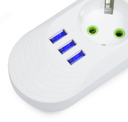 Steckdosenleiste | 5 m | 5 Steckdosen + 3x USB | weiß | LH-F05U