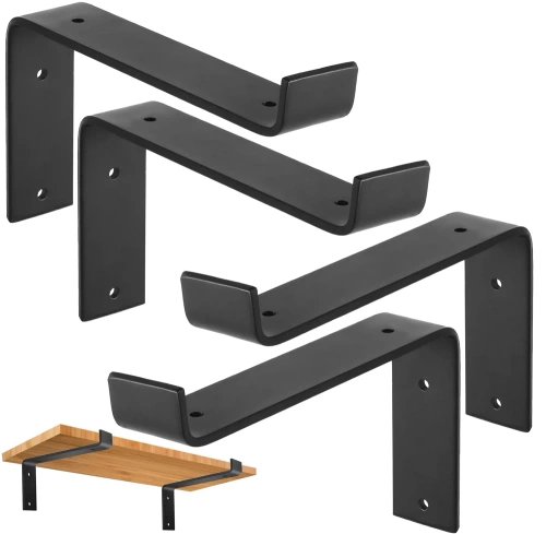 JZ-J230-NOIR | 4 supports d&#39;étagère | Équerre pour étagère | Support d&#39;étagère