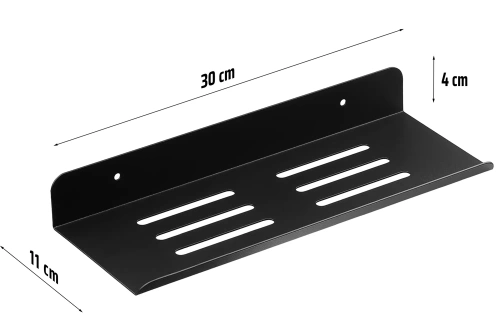 BDS-L30CM-B | Badeværelseshylde i metal | Sort brusehylde 30cm | Hængende hylde
