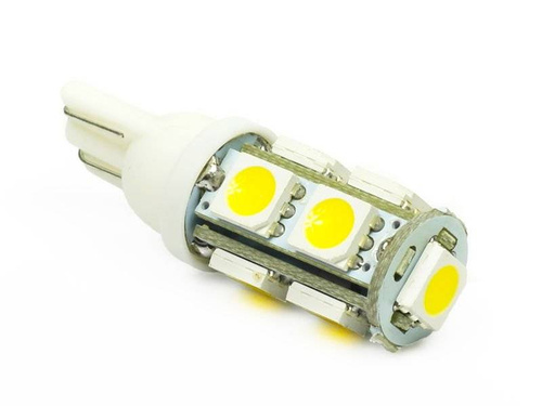 WW Autó LED izzó W5W T10 9 SMD 5050 Meleg fehér