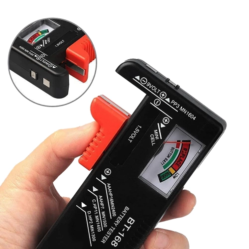 BT-168-ZWART | Batterijtester | Analoge voltmeter | Universele batterij- en accutester |