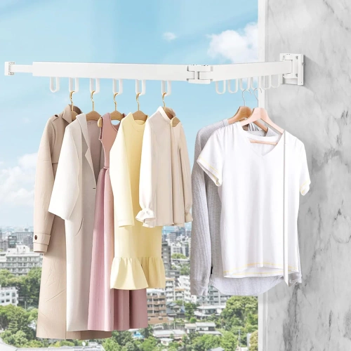 LYJ-D60-WHITE | Foldable clothes hanger | Foldable dryer | Wall rail with hooks