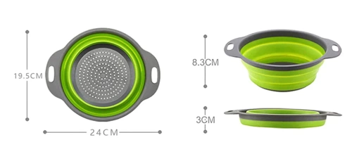 FDB-024 | Passoire de cuisine pliante | Passoire de camping en silicone | Passoire à pâtes | Égouttoir pour légumes et fruits