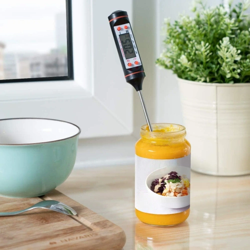 TP-101-NERO | Termometro da cucina digitale | Termometro con sonda | Dispositivo per il controllo della temperatura degli alimenti