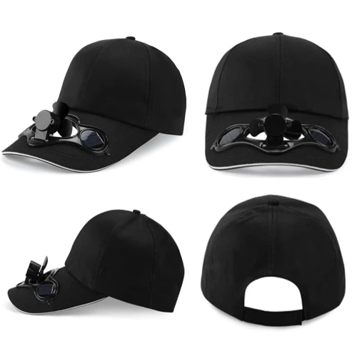 SFH-8934-NOIR | Chapeau solaire avec moulin à vent | Casquette de baseball avec ventilateur intégré | Bouchon de refroidissement