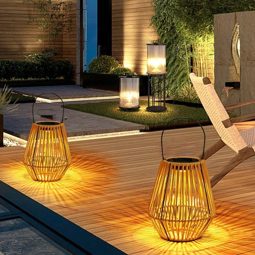 JX21-Bambus | Bezdrátová solární lampa | Zahradní lampa s držákem