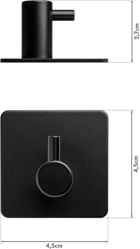 BXG-4BUC-NEGRU | Cârlig negru pentru haine, cârpe, prosoape | Suport autoadeziv pentru accesorii de bucătărie