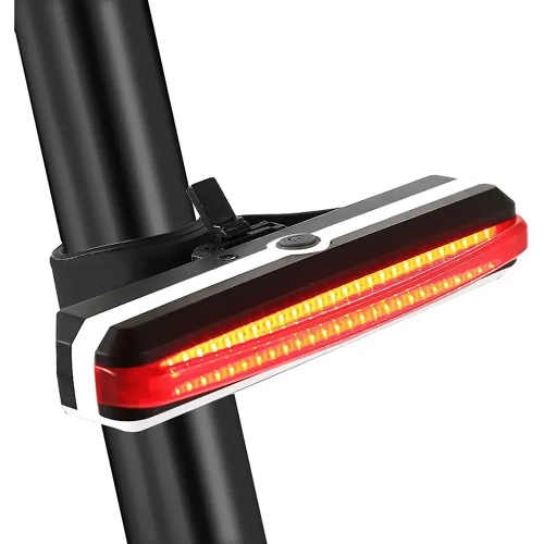 Potente luce posteriore per bicicletta COB da 100 lm | Luce per bicicletta con batteria integrata - ricaricabile tramite USB | Luce per bicicletta leggera 40 g | BK-L2266