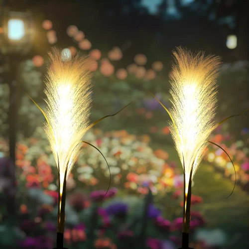 FLD-04-W | LED слънчева градинска лампа Pampas Grass | 73см, 600mAh