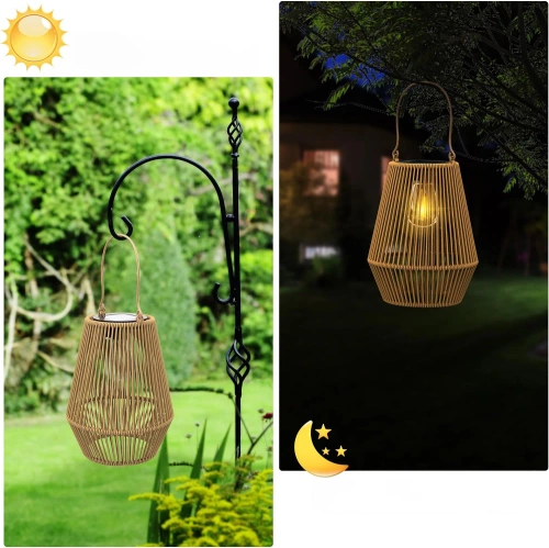 JX21-Bambù | Lampada solare senza fili | Lampada da giardino con supporto