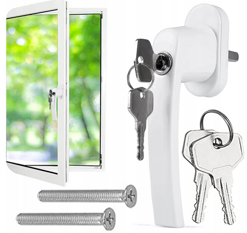 FH-D12-WHITE | Door handle with key lock | White