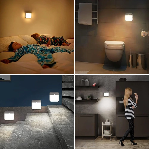 C4765-BIANCO | Lampada da arredamento con sensore di movimento | Lampada senza fili con sensore crepuscolare | Lampada notturna magnetica con batteria incorporata