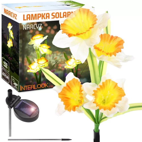 FLD-24 | Solblomst | LED solar havelampe Narcissus påskelilje | 67 cm, 600 mAh