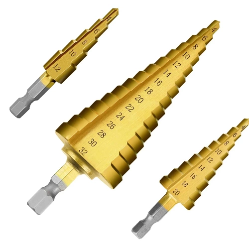 SDS-3PCS-GOLD | Комплект от 3 конични свредла | HSS стъпкови свредла