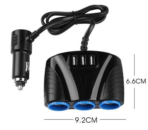 C08 | Oddělovač zásuvky do zapalovače 120W | 3 porty USB 3.1A
