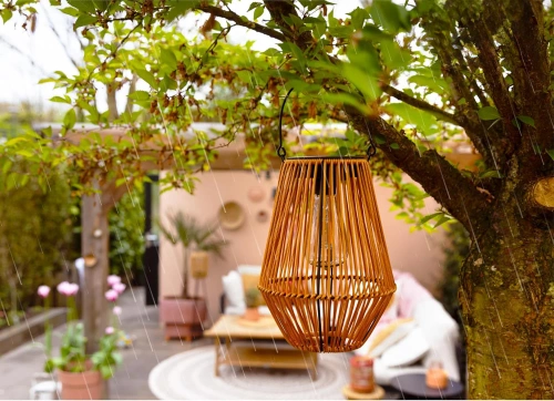 JX21-Bambù | Lampada solare senza fili | Lampada da giardino con supporto