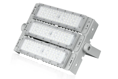 LED-Flutlichtstrahler | 150 W | leistungsstarke Beleuchtung für Sporthallen, Industrie, Zuhause | Aluminiumgehäuse | mit verstellbarer Halterung | TMN-150W-SILVER
