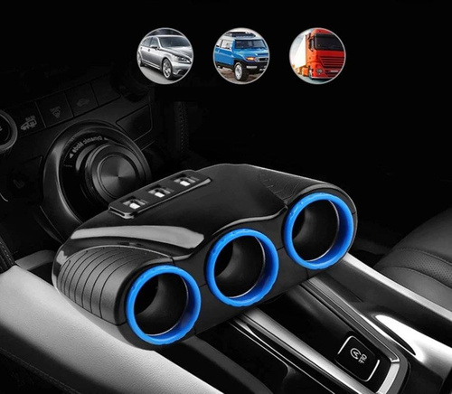 C08 | Cigarette lighter socket divider 120W | 3 USB 3.1A ports
