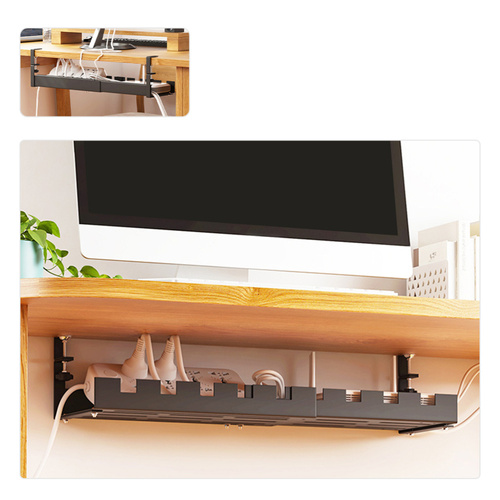 Kabel-Organizer zur Schreibtisch-Montage, verstellbar 29–53 cm | Korb, Führung, Halterung | schwarz | CWT-O3