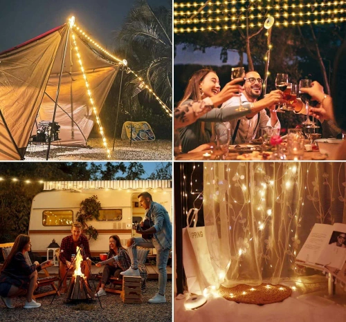 Multifunctionele LED-kampeerlamp met 10 m slinger, powerbank en magneet | Waterdichte lamp met ingebouwde 2000 mAh-batterij 5 verlichtingsstanden | KQ-5004