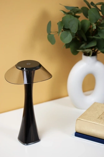 MGD-151-Negru | Lampă de masă modernă | Lampă de noapte cu baterie încorporată | Lampa de masa cu LED