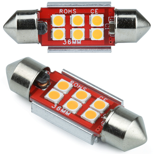 LED bilpære C5W 6 SMD 3535 CAN BUS orange