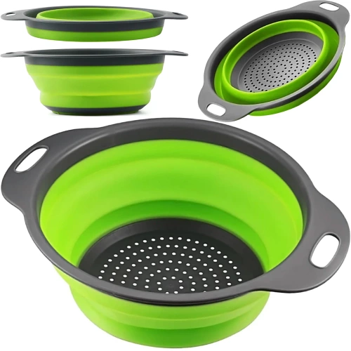 FDB-024 | Folding kitchen colander | Silicone camping colander | Pasta strainer | Drainer for vegetables and fruits