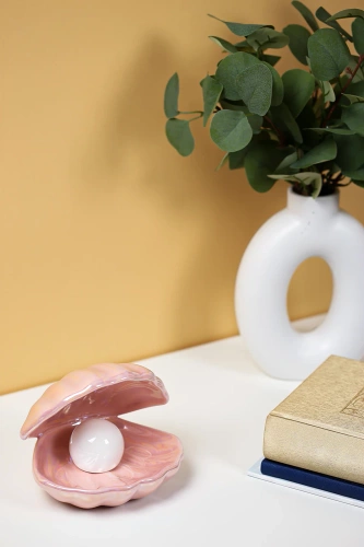 BKD-140-PINK | Ceramic LED lamp | Shell-shaped night lamp | Cordless table lamp