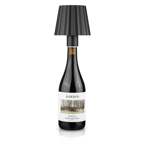 Tischlampe zum Aufstecken auf eine Flasche | HJA47-SCHWARZ | LED-Tischlampe mit eingebautem Akku