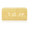 Horloge numérique en bois avec affichage LED et chargeur induction 10 W | Réveil avec 3 alarmes et thermomètre | SXM-017