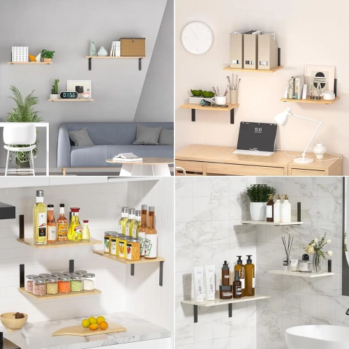 JZ-L235-PRETO | Conjunto de 4 suportes de prateleira | Ângulo da prateleira 24 cm