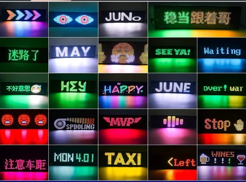 Programmable LED display panel "Devil Eyes" | 92 x 374 mm | RGB | Custom text and animations | HRP-1664