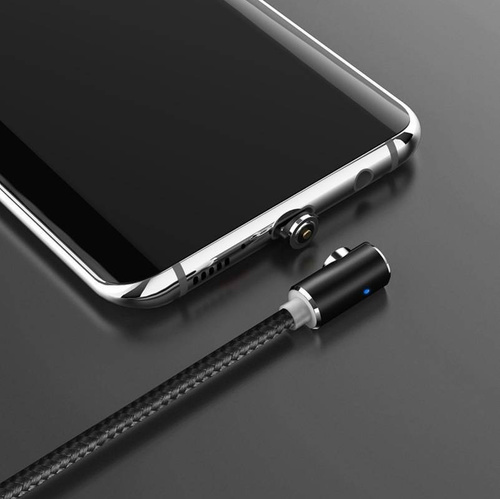 AM51 | 3 in 1 | 1M Magnetisch Winkel Kabel für Micro USB, USB C, Lightning Gerät | Nylon Handy Ladekabel QC 3.0 2.4A