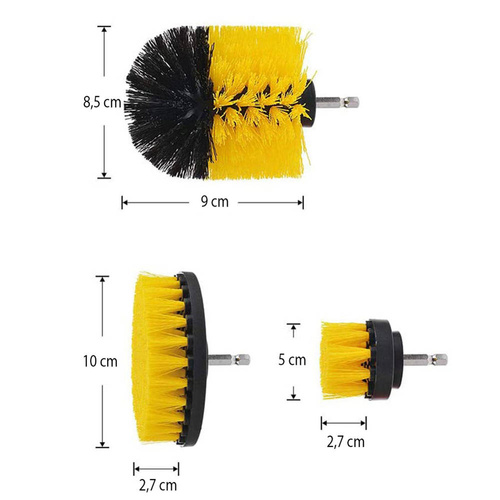 UP-2-10PCS | A set of 10 brushes and cleaning pads for mounting in a drill / screwdriver