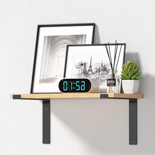 JZ-J230-NOIR | 4 supports d'étagère | Équerre pour étagère | Support d'étagère