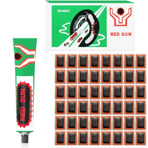 Patch repair kit for inner tubes + glue | Bicycle tire repair kit | 48 patches for bicycle wheel repair | HTYBT-070