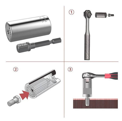 Steckschlüssel Universal 7–19 mm | Gewinde 1/4"–3/4" | JX-TS-02