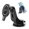 WH-10D | Magnetic car holder with inductive charger | Qi, MagSafe, 15W | onto the windshield or dashboard