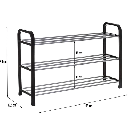 MLS-646-BLACK | Shoe shelf | Shoe cabinet | 3-level shoe limiter | Shoe rack |
