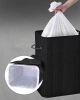 ZYL-100L-NEGRO | Cesta de lavandería negra | Contenedor de juguetes de bambú | Cesta de ropa de madera | Cesto de ropa sucia de dos compartimentos para el baño.