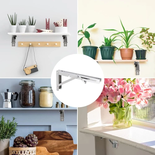 FB-A20CM-SILVER| Shelf holder | Folding shelf brackets | Foldable supports for shelves and countertops